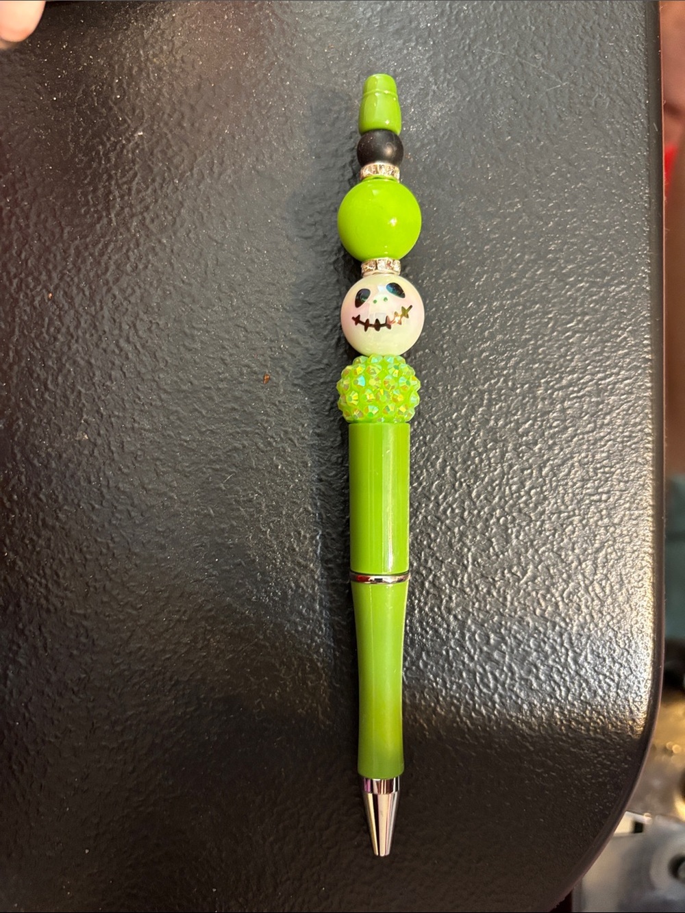 Bright Green Skull Bead Pen - Unbranded